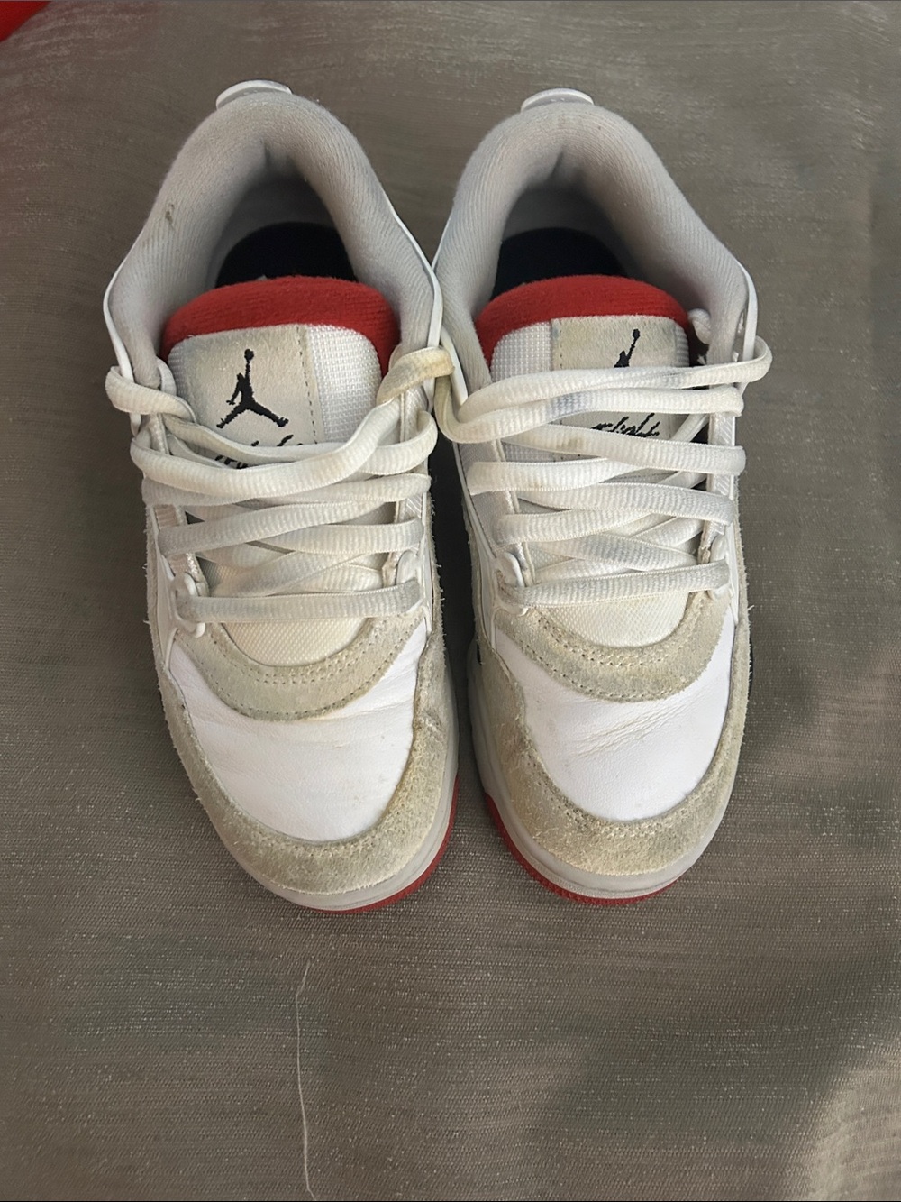 Nike Kids White and Red Jumpman Low-Top Sneakers